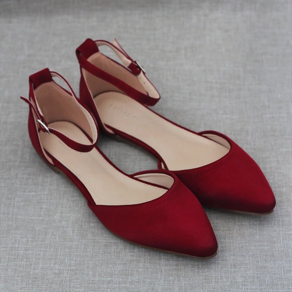 [BRAND NEW] Kailee P Burgundy Stain Pointed Flats